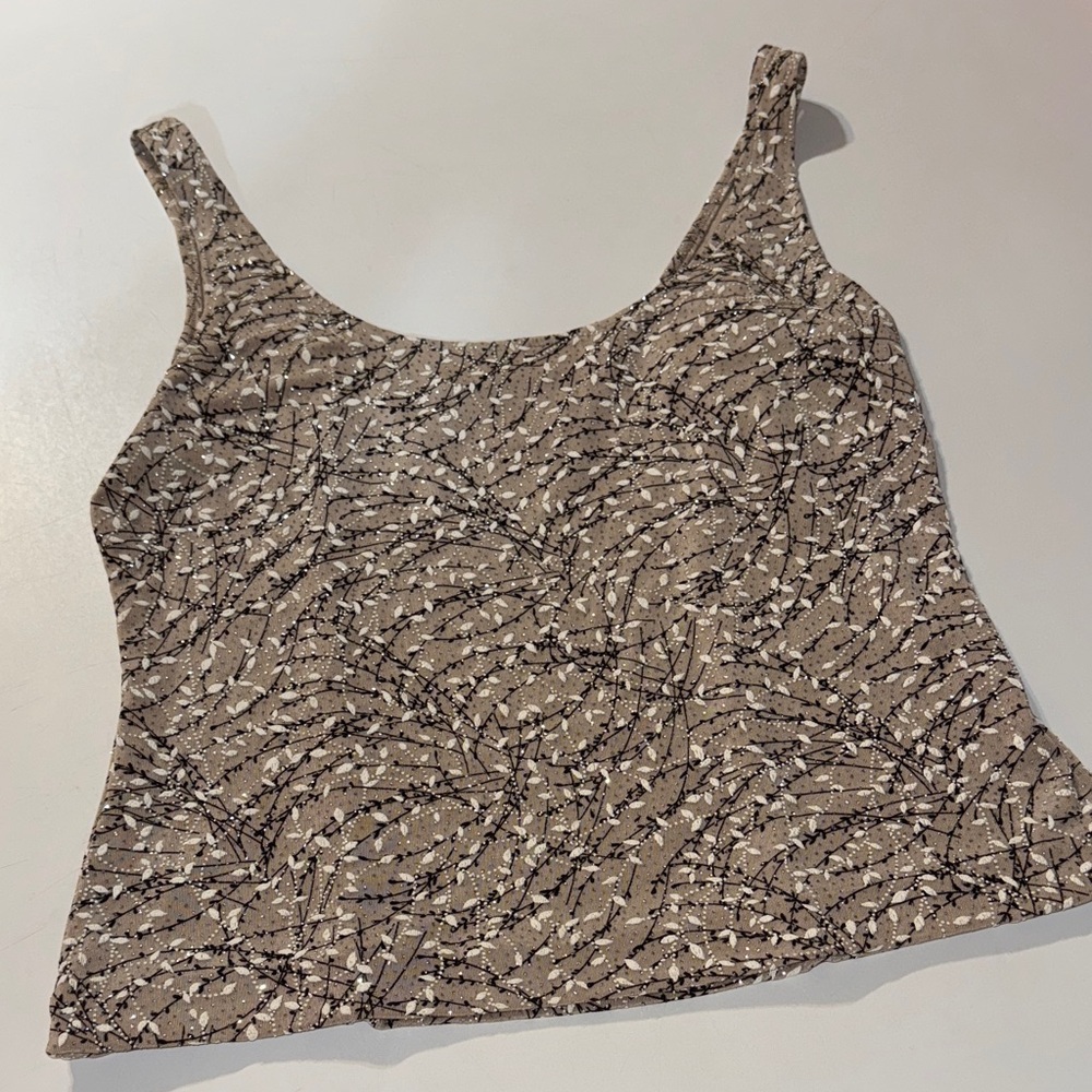Alex Evenings‎ Brown and Black Shimmering Foiled Print Camisole